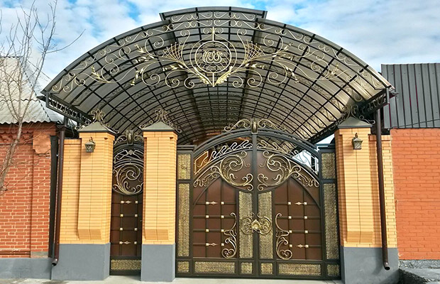 Купить или заказать ворота для дома с навесом - стильные и надежные решения для вашего участка в донском от 42142 руб | Компания Титанзабор